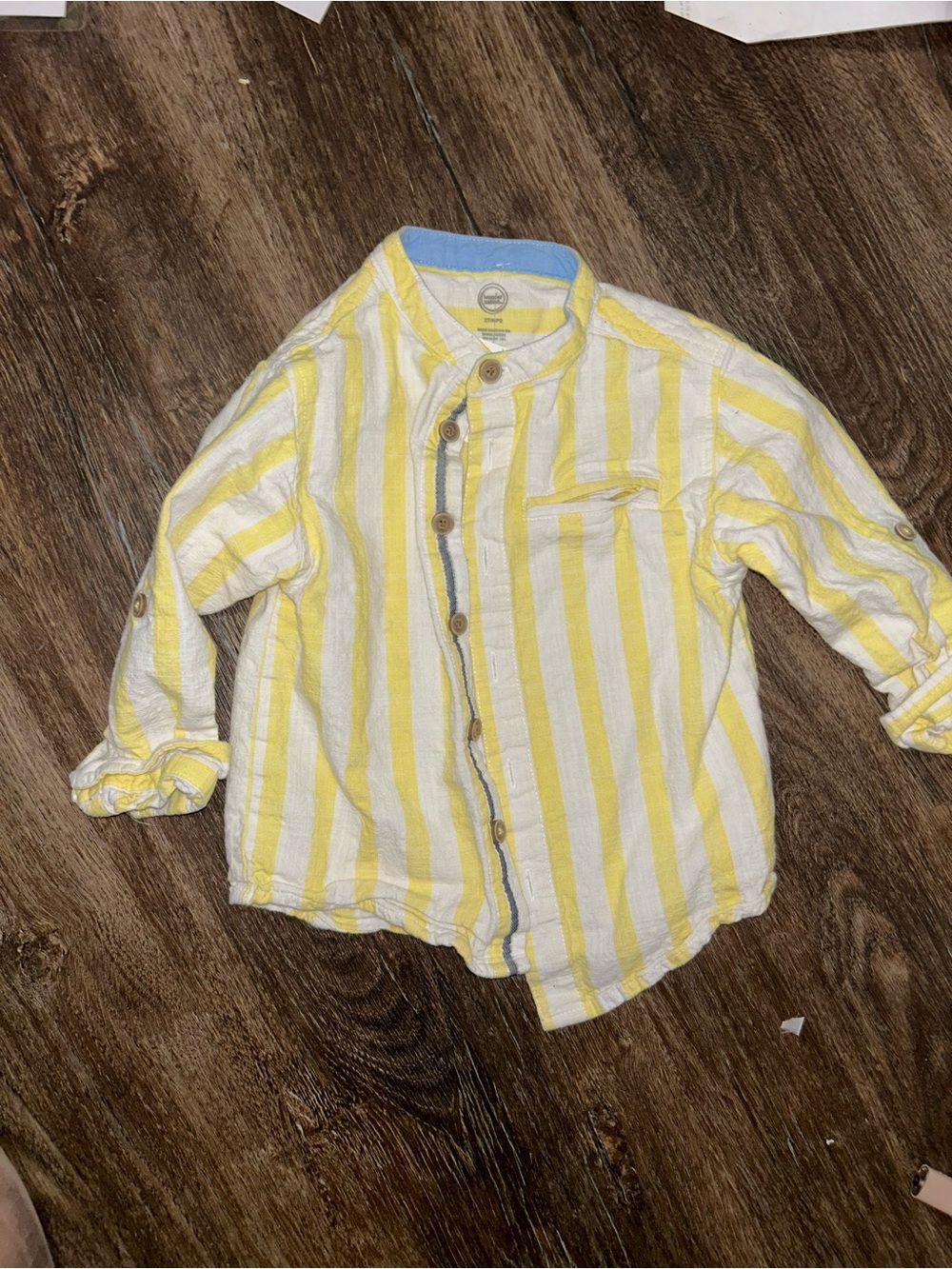 wonder nation Yellow & White Striped Button-Down Shirt